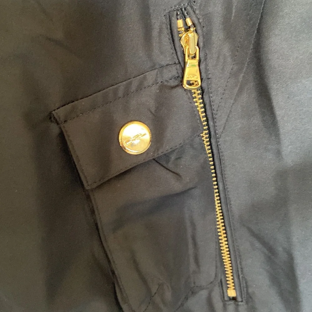 Lauren Ralph Lauren Black Utility Vest Gold Zip Logo Minimal Chic XL Lightweight - Picture 5 of 15
